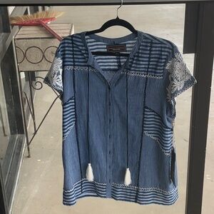 Double D Ranch Blue Striped Top